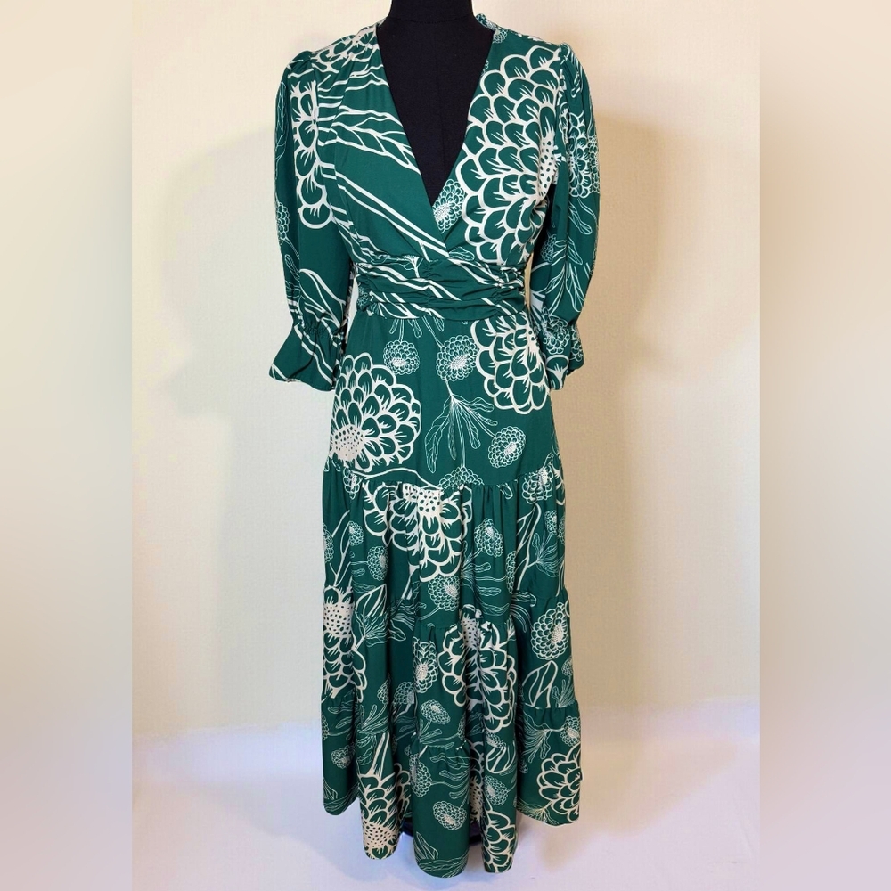 Floral Green Wrap Dress
